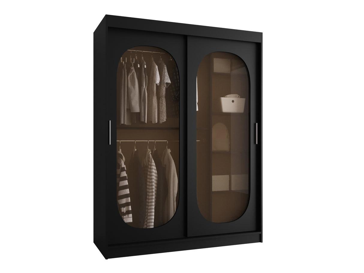 Gardróbszekrény Szafa 150 BAHRAJN, Szín: Fekete, Fiókok: Nem, Led világítás: Nem