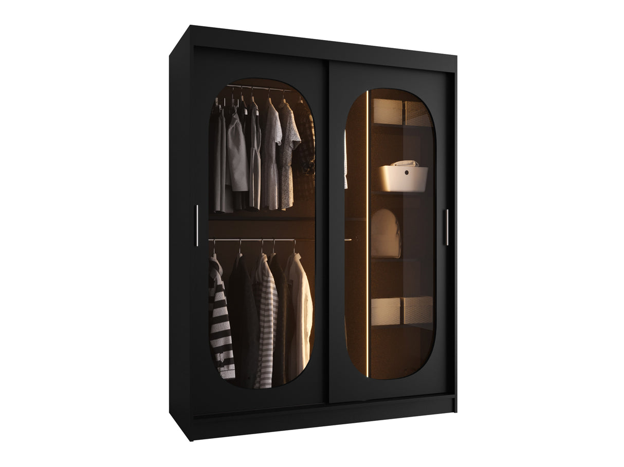 Gardróbszekrény Szafa 150 BAHRAJN, Szín: Fekete, Fiókok: Nem, Led világítás: Igen