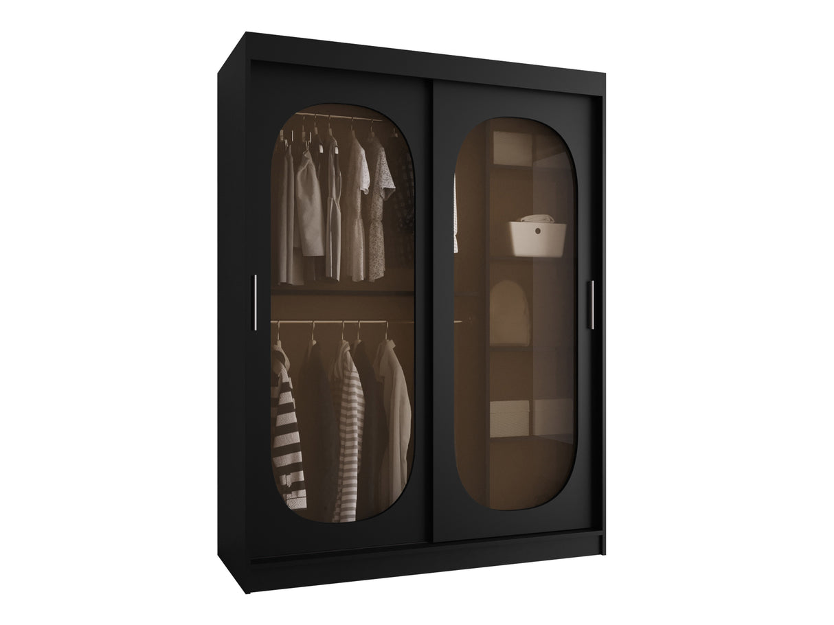 Gardróbszekrény Szafa 150 BAHRAJN, Szín: Fekete, Fiókok: Igen, Led világítás: Nem