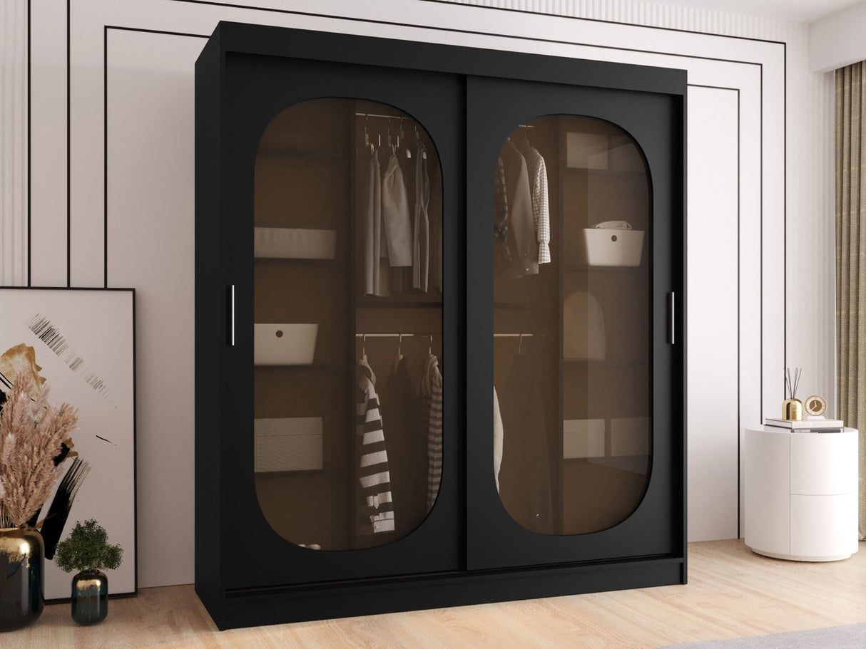 Gardróbszekrény Szafa 180 BAHRAJN, Szín: Fekete, Fiókok: Nem, Led világítás: Nem