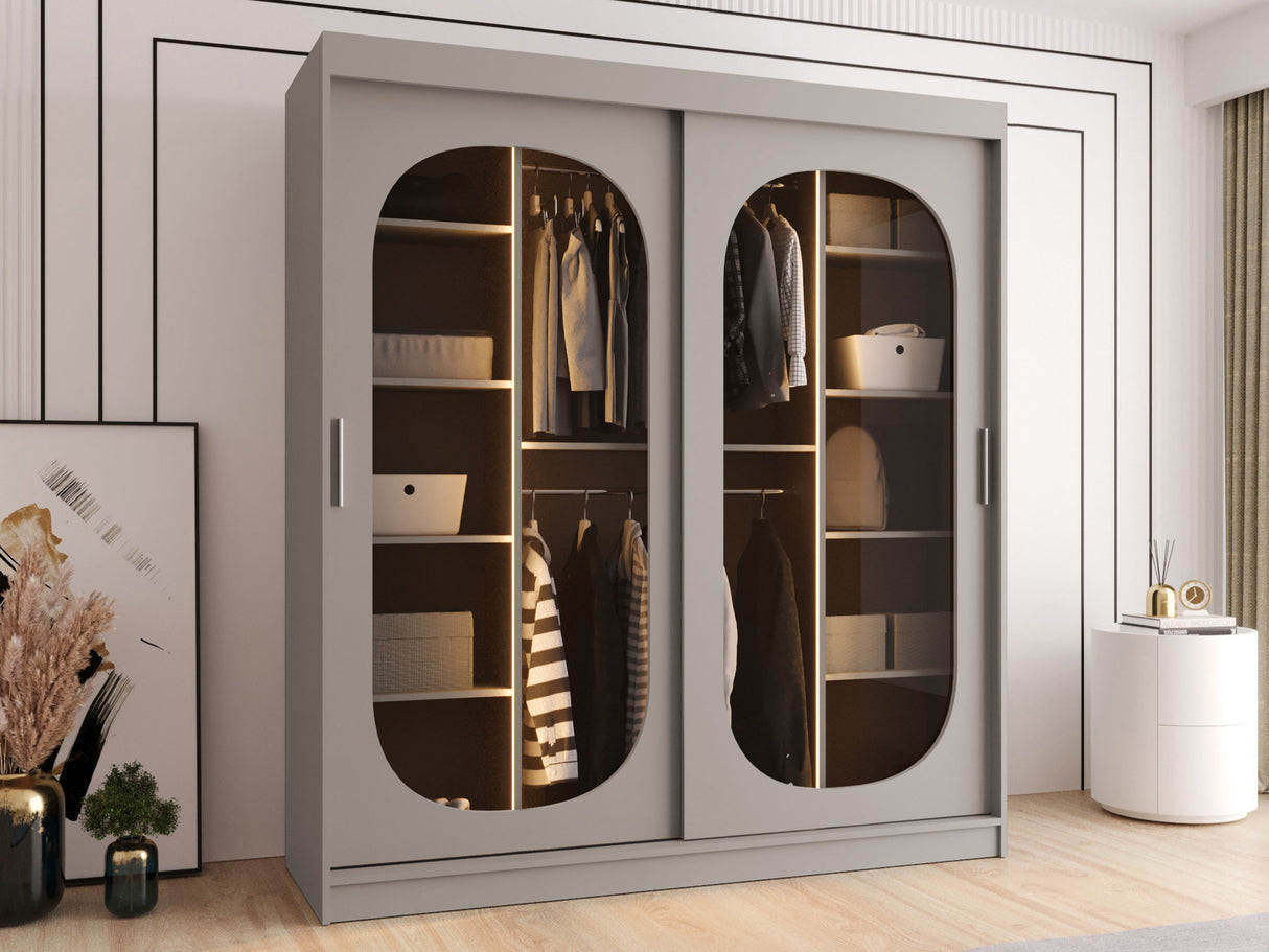 Gardróbszekrény Szafa 180 BAHRAJN, Szín: Kasmír, Fiókok: Nem, Led világítás: Igen