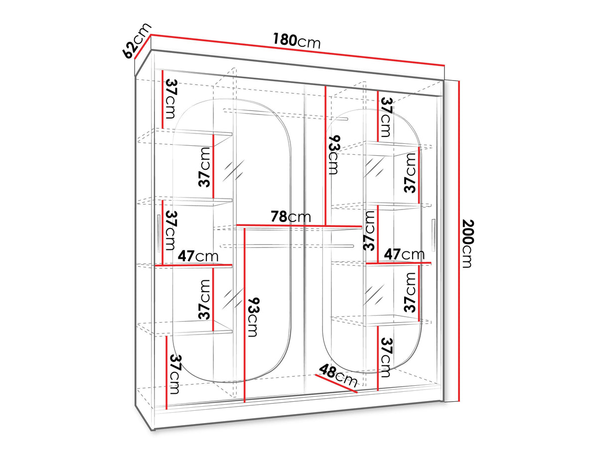 Gardróbszekrény Szafa 180 BAHRAJN, Szín: Kasmír, Fiókok: Nem, Led világítás: Nem