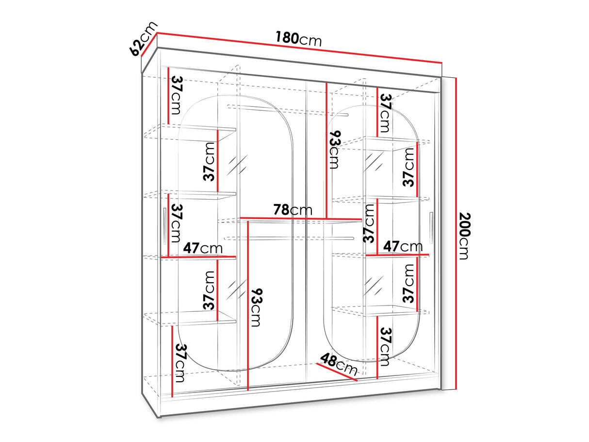 Gardróbszekrény Szafa 180 BAHRAJN, Szín: Kasmír, Fiókok: Nem, Led világítás: Igen