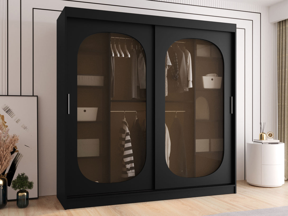 Gardróbszekrény Szafa 200 BAHRAJN, Szín: Fekete, Fiókok: Nem, Led világítás: Nem