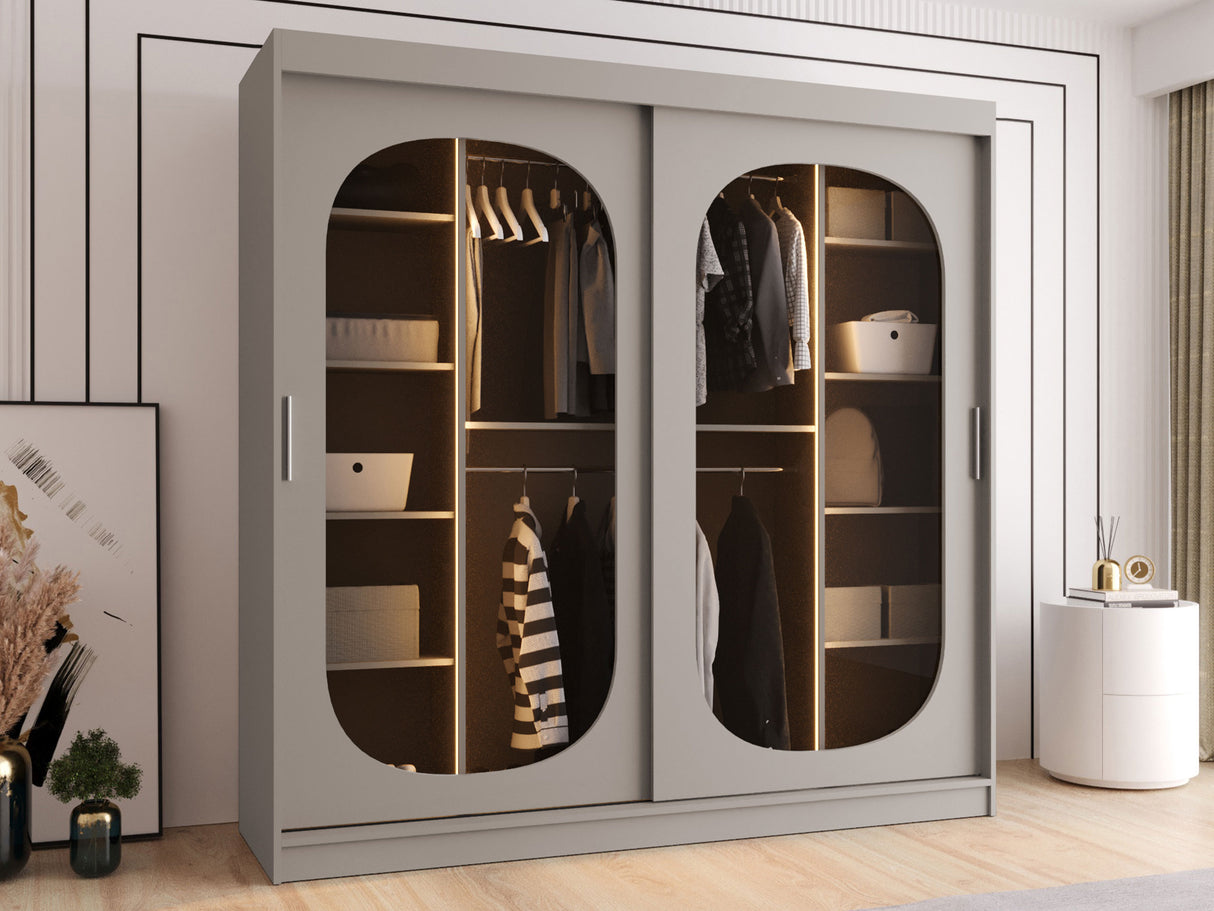 Gardróbszekrény Szafa 200 BAHRAJN, Szín: Kasmír, Fiókok: Nem, Led világítás: Igen