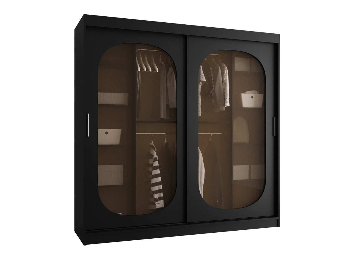 Gardróbszekrény Szafa 200 BAHRAJN, Szín: Fekete, Fiókok: Nem, Led világítás: Nem