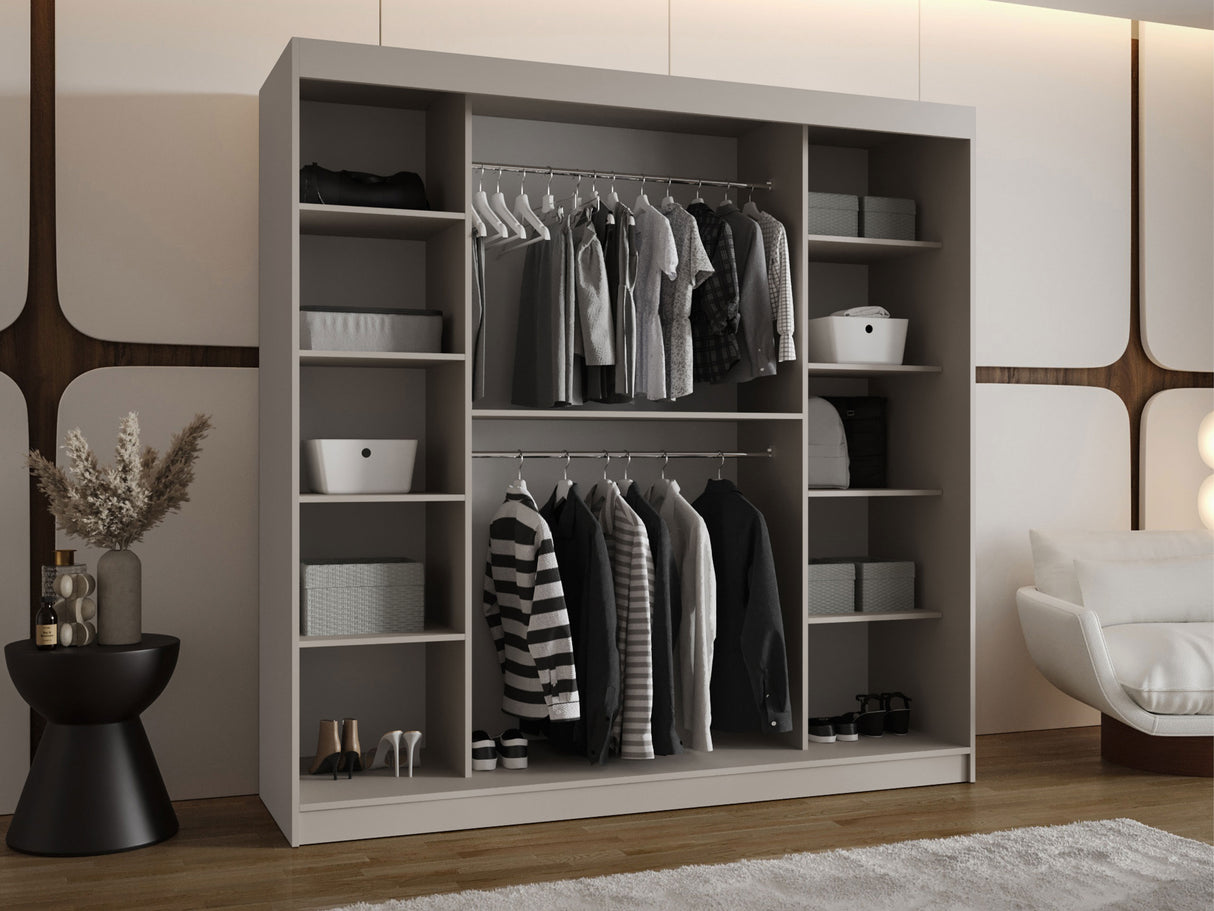 Gardróbszekrény Szafa 200 BAHRAJN, Szín: Fekete, Fiókok: Nem, Led világítás: Igen