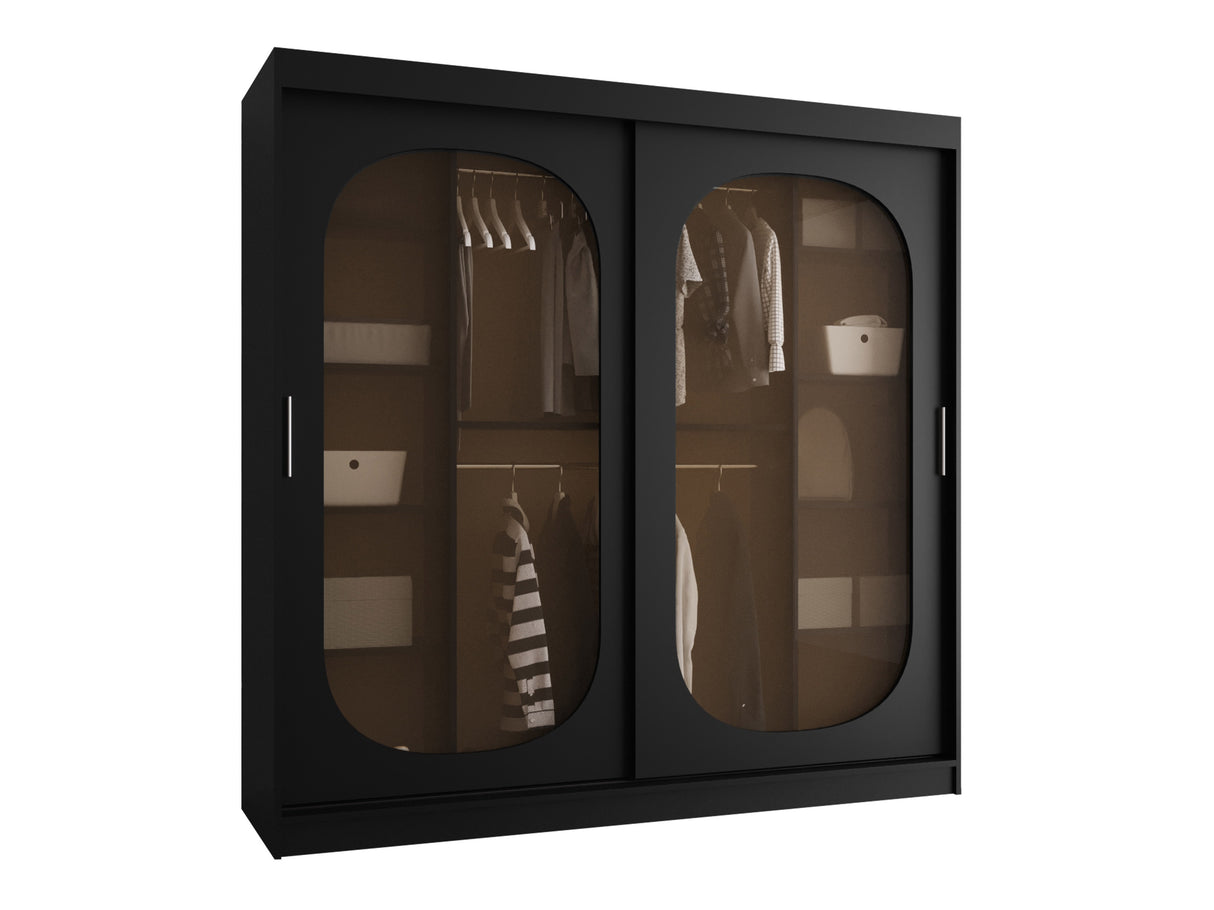 Gardróbszekrény Szafa 200 BAHRAJN, Szín: Fekete, Fiókok: Igen, Led világítás: Nem