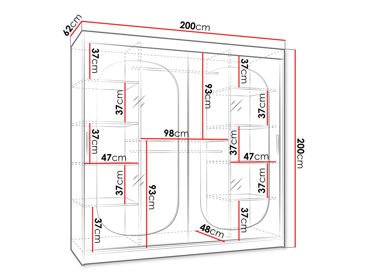 Gardróbszekrény Szafa 200 BAHRAJN, Szín: Kasmír, Fiókok: Nem, Led világítás: Nem