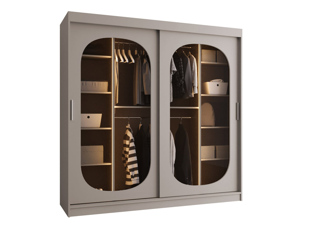 Gardróbszekrény Szafa 200 BAHRAJN, Szín: Kasmír, Fiókok: Nem, Led világítás: Igen