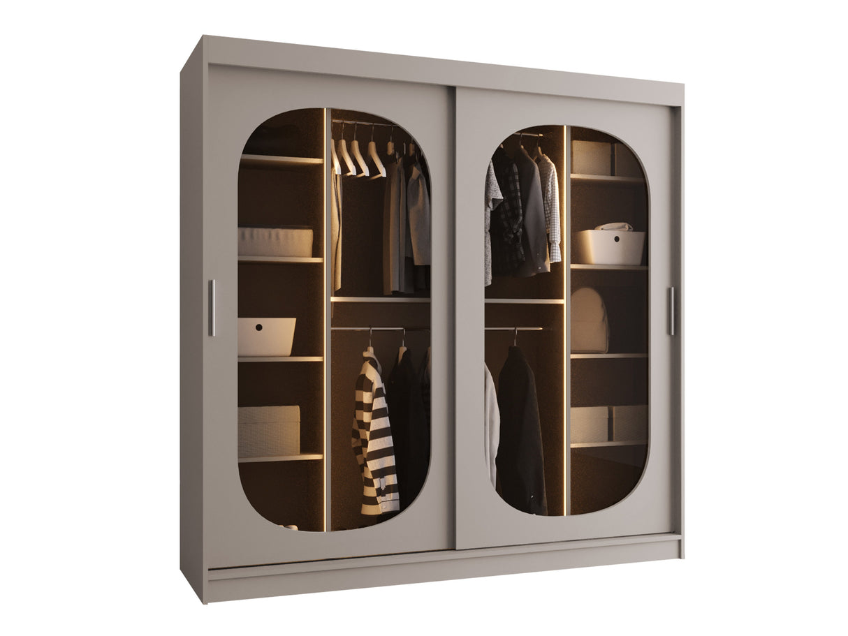 Gardróbszekrény Szafa 200 BAHRAJN, Szín: Kasmír, Fiókok: Igen, Led világítás: Igen