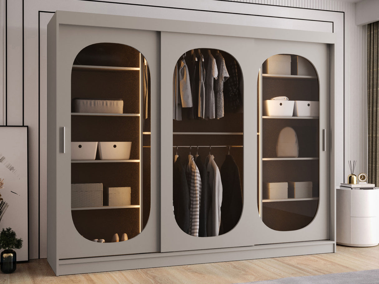 Gardróbszekrény Szafa 250 BAHRAJN, Szín: Kasmír, Fiókok: Nem, Led világítás: Igen