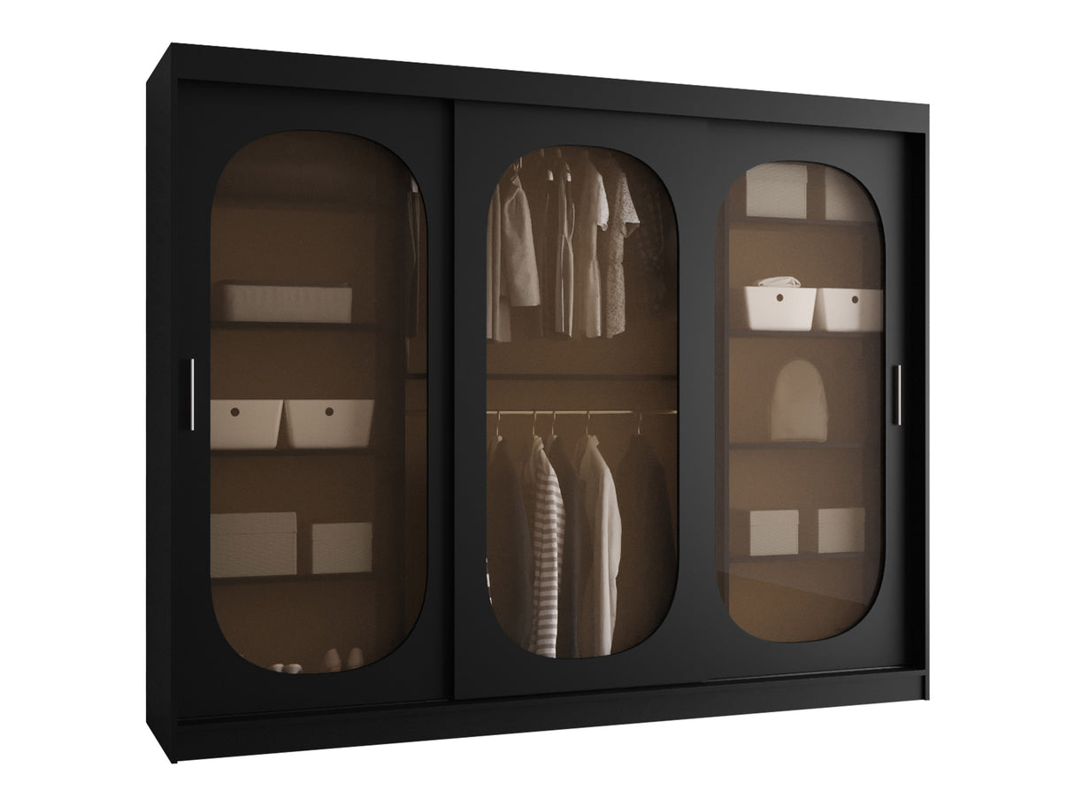 Gardróbszekrény Szafa 250 BAHRAJN, Szín: Fekete, Fiókok: Igen, Led világítás: Nem