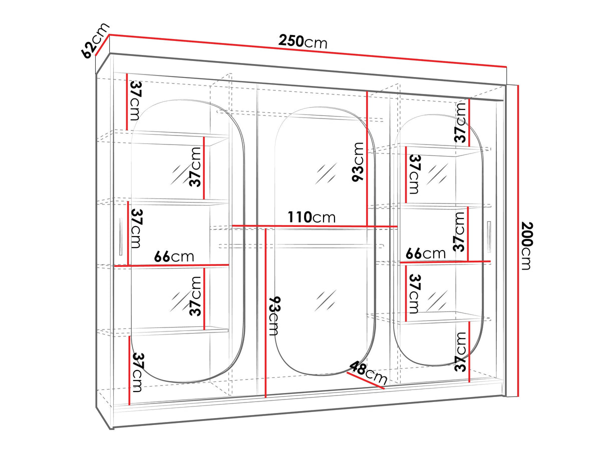 Gardróbszekrény Szafa 250 BAHRAJN, Szín: Kasmír, Fiókok: Nem, Led világítás: Nem