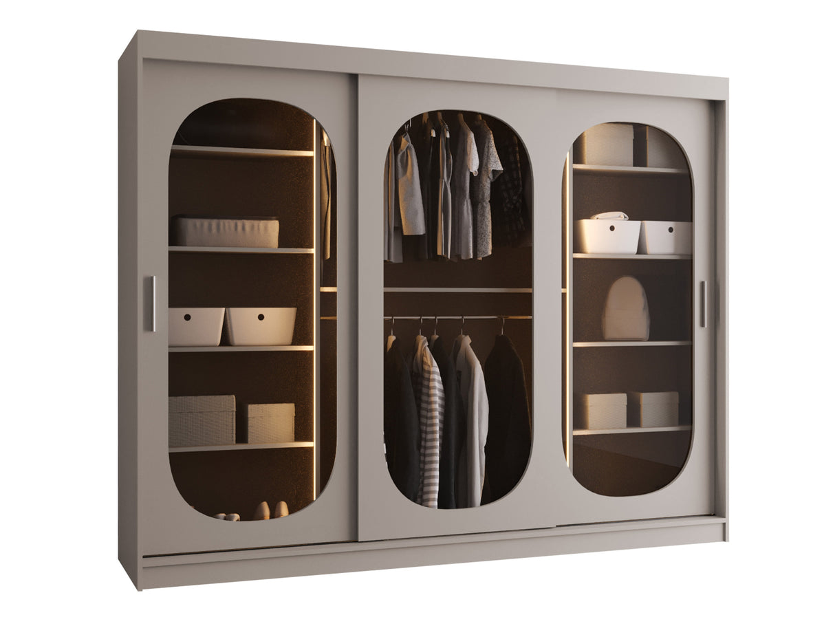 Gardróbszekrény Szafa 250 BAHRAJN, Szín: Kasmír, Fiókok: Nem, Led világítás: Igen