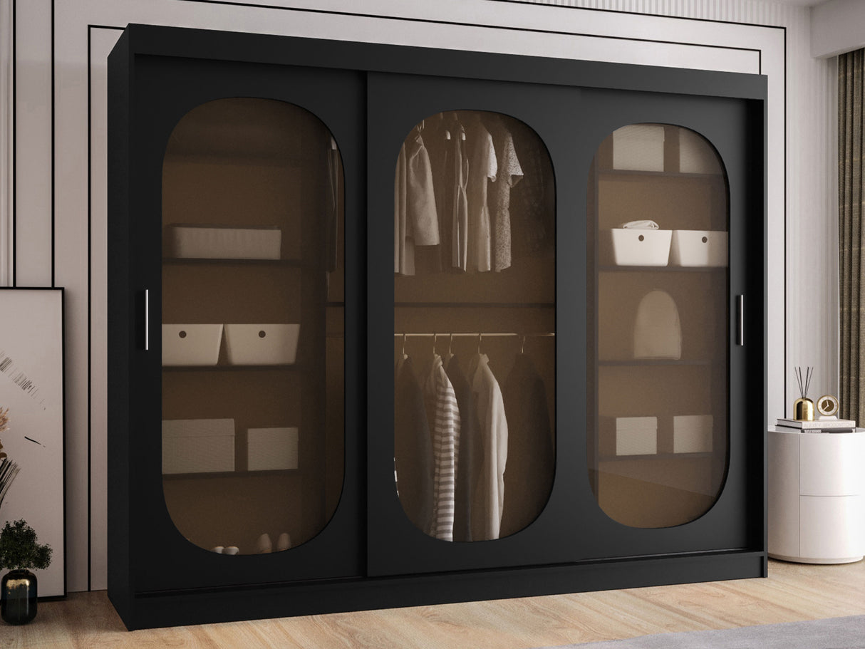 Gardróbszekrény Szafa 250 BAHRAJN, Szín: Fekete, Fiókok: Nem, Led világítás: Nem