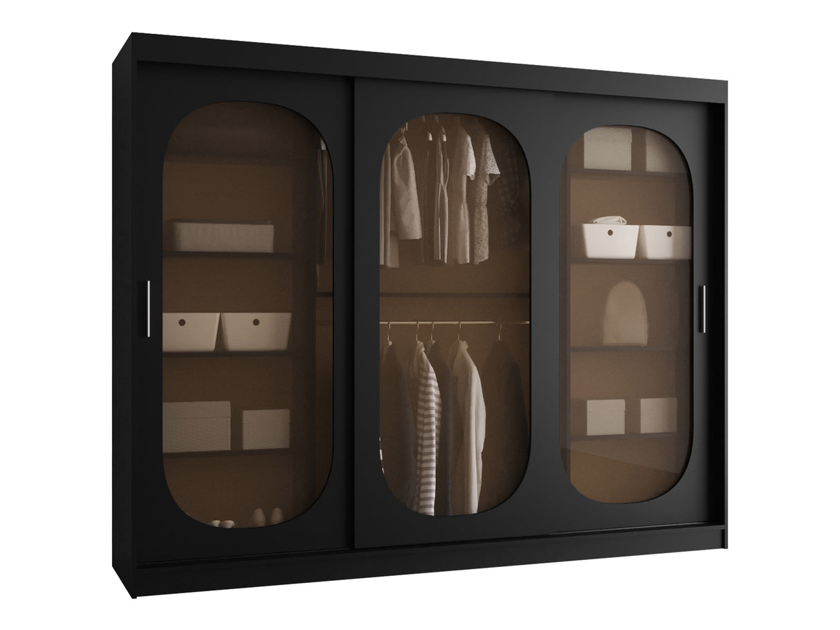 Gardróbszekrény Szafa 250 BAHRAJN, Szín: Fekete, Fiókok: Nem, Led világítás: Nem