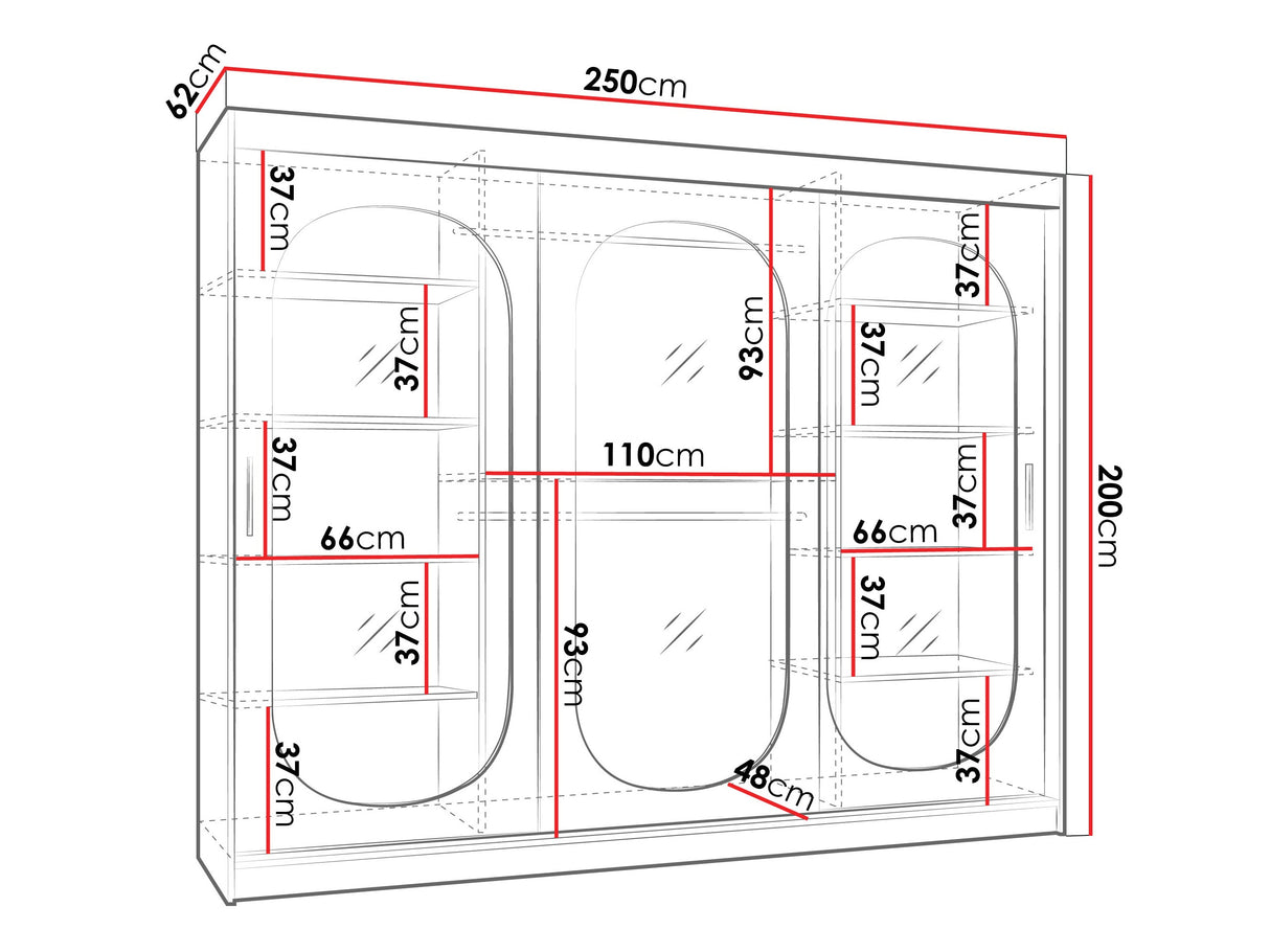 Gardróbszekrény Szafa 250 BAHRAJN, Szín: Fekete, Fiókok: Nem, Led világítás: Nem