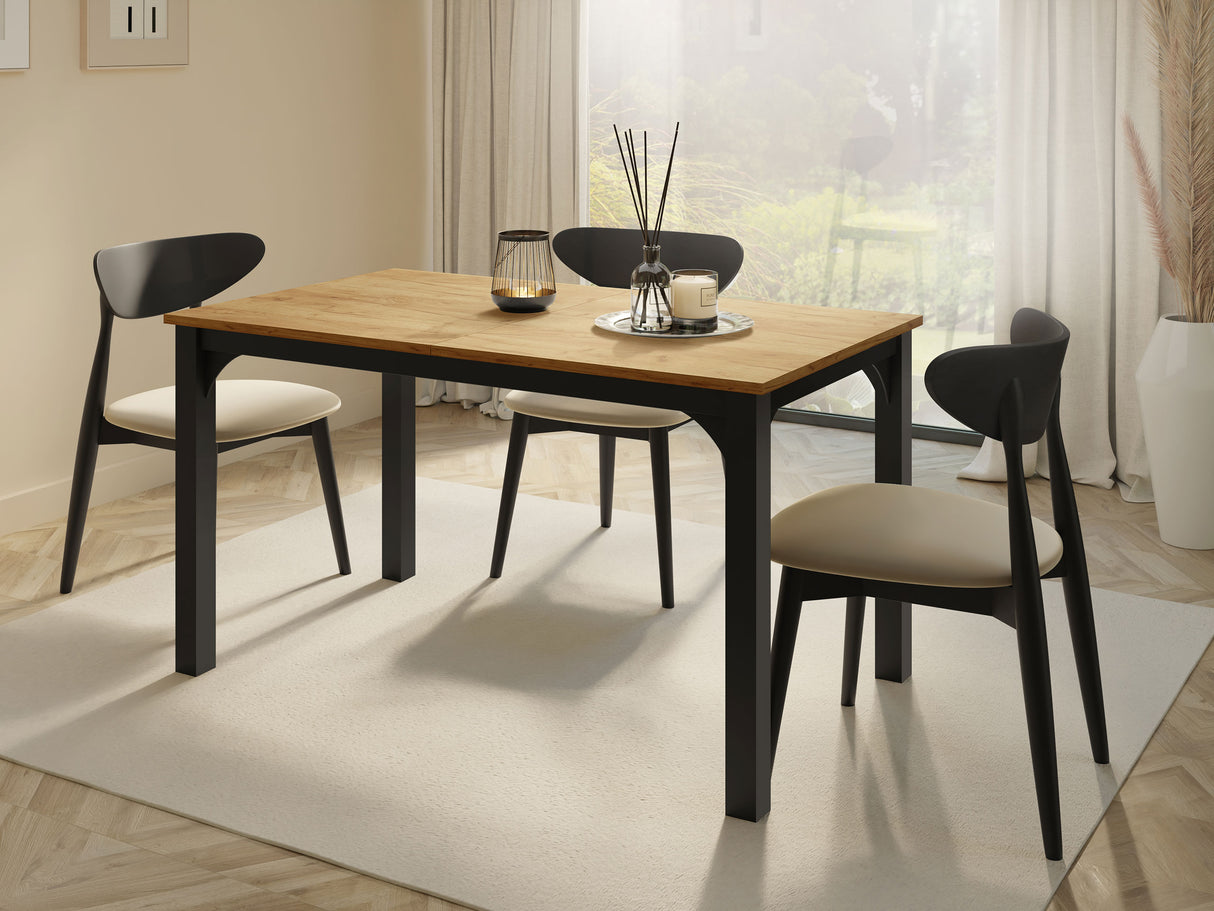 Asztal Stół rozkładany FOCUS 140, Szín: Kézműves aranytölgy + Fekete