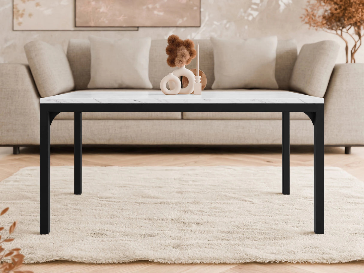 Dohányzóasztal Stolik kawowy MOCCA 1, Szín: Fehér márvány + Fekete