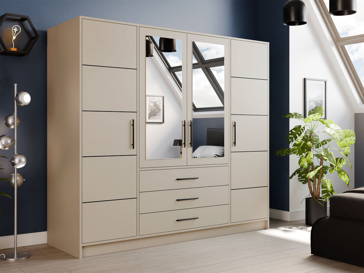 Gardróbszekrény Szafa BALI D4 Kaszmir/Lustro