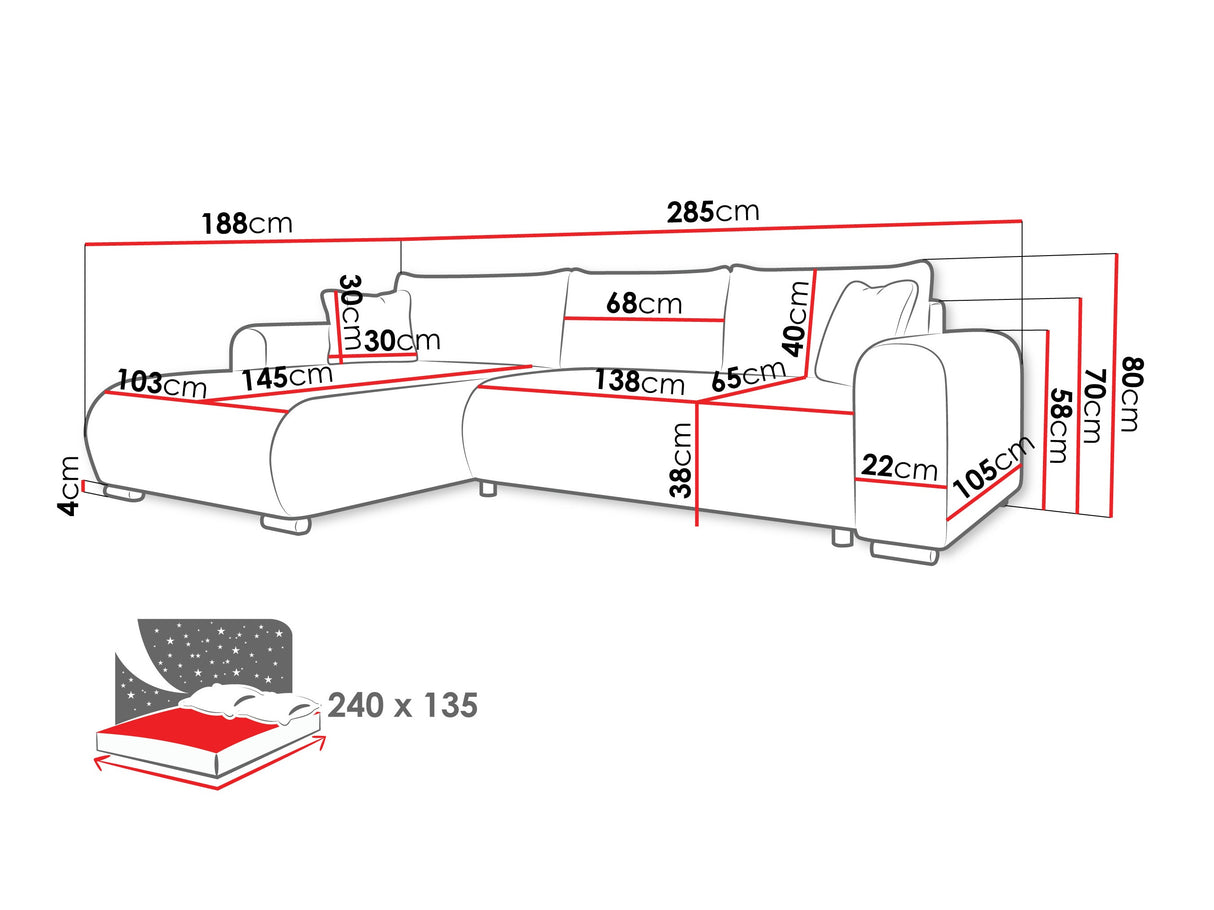 Sarokkanapé Narożnik MERKOS, Szín: Taro 01