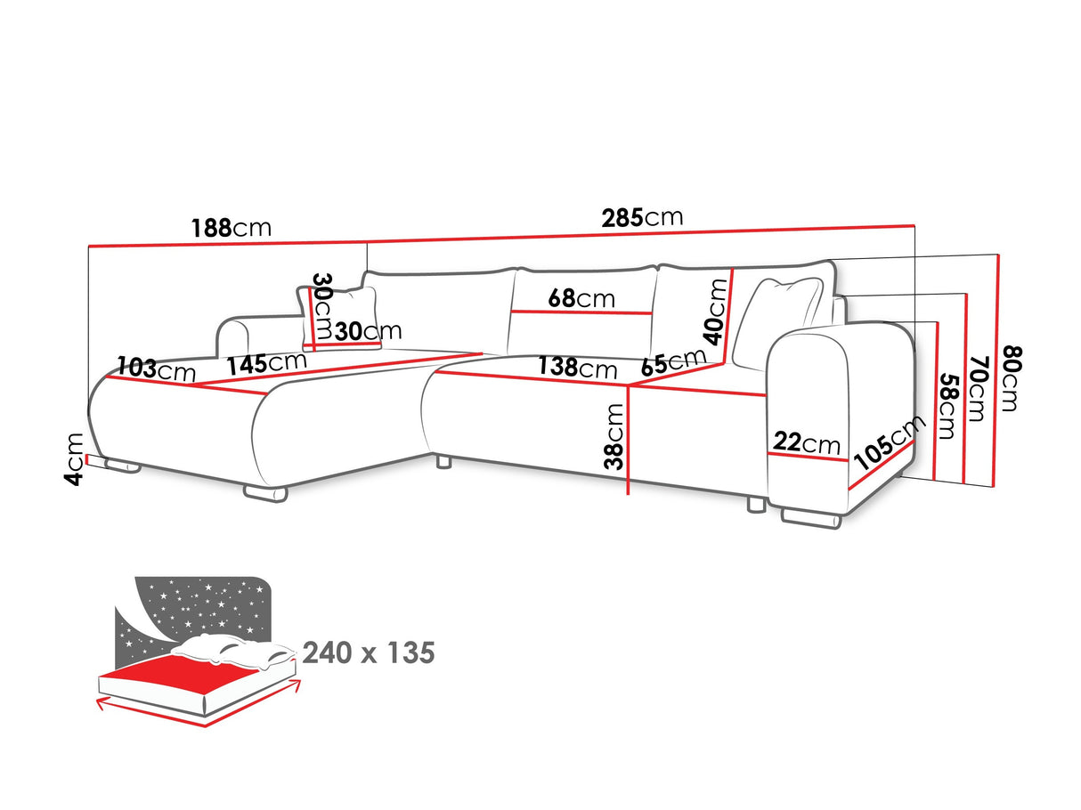 Sarokkanapé Narożnik MERKOS, Szín: Taro 57