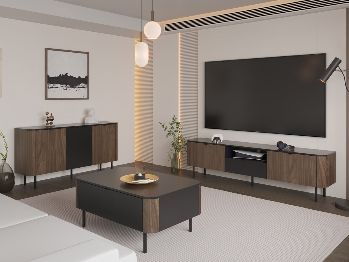 Szekrény Komoda 150 PERO 03 Czarny/Orzech