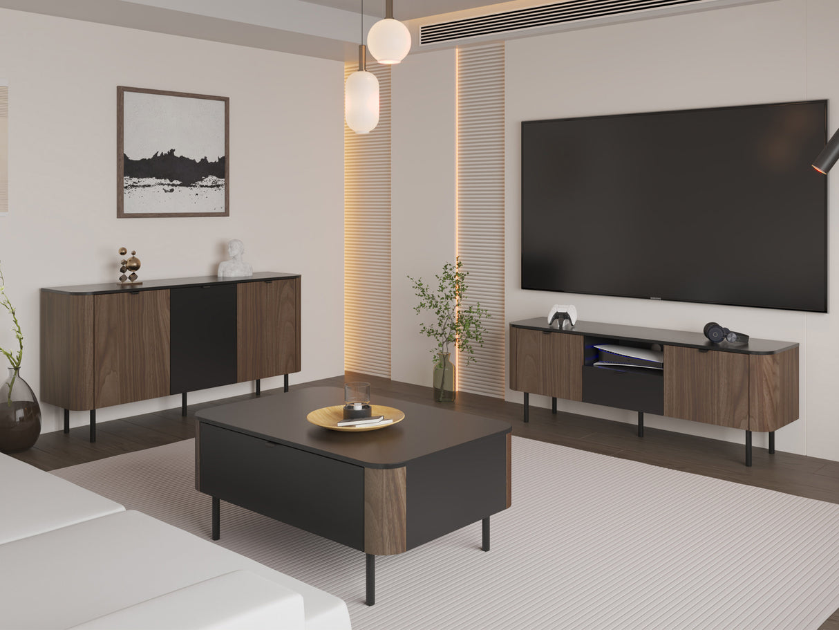 Szekrény Komoda 150 PERO 03 Czarny/Orzech