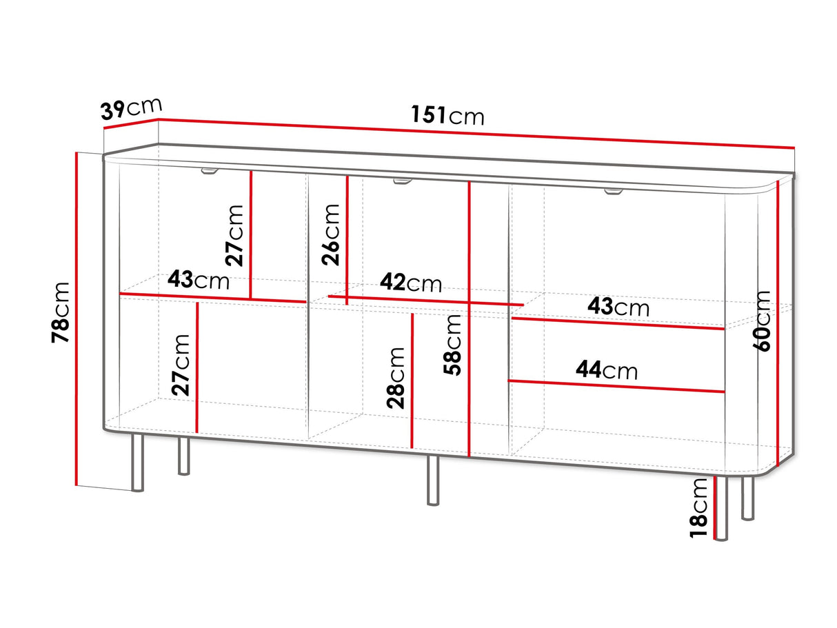 Szekrény Komoda 150 PERO 03 Czarny/Orzech
