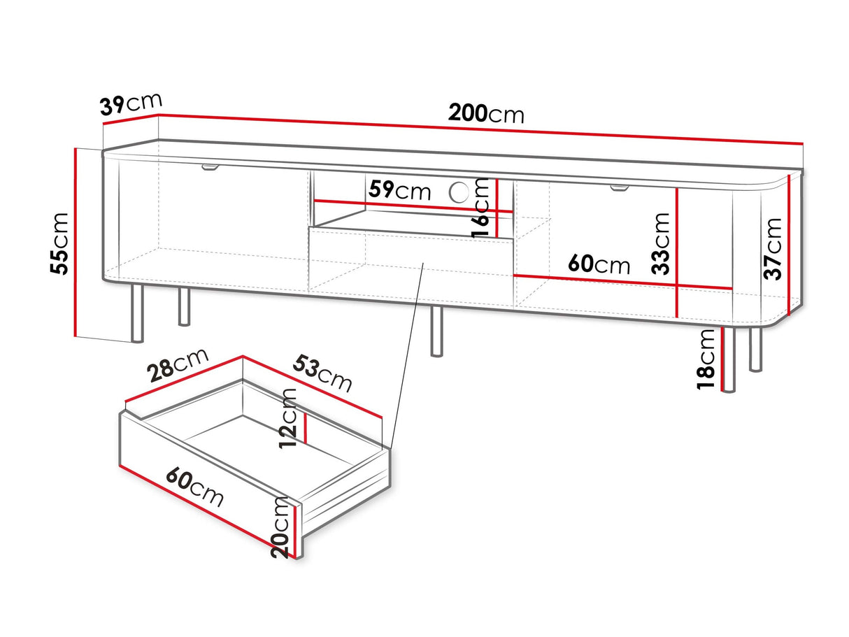 TV-állvány Szafka RTV 200 PERO 01 Czarny/Orzech