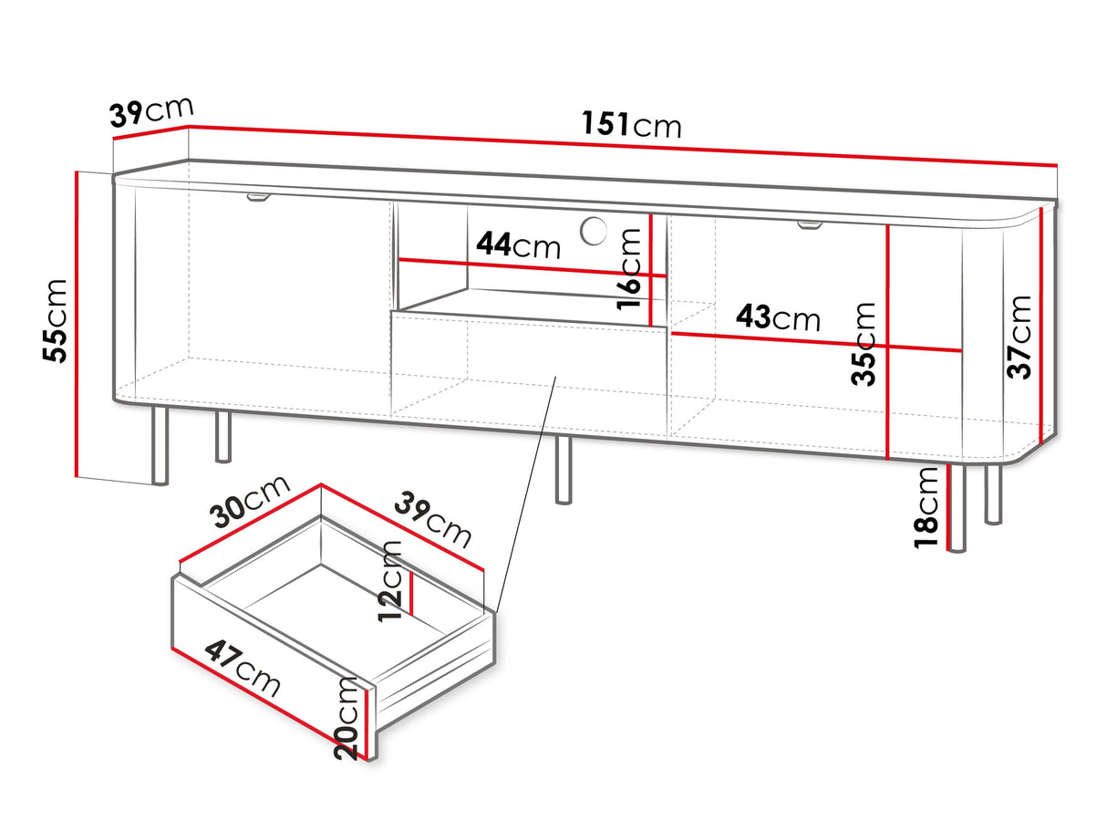 TV-állvány Szafka RTV 150 PERO 02 Czarny/Orzech