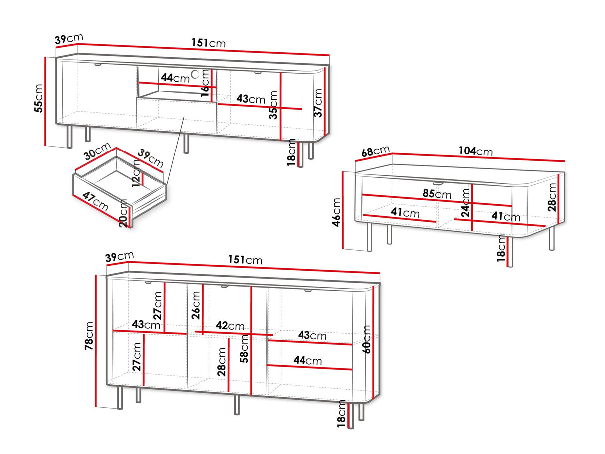 Nappali szett Meble PERO II Czarny/Orzech