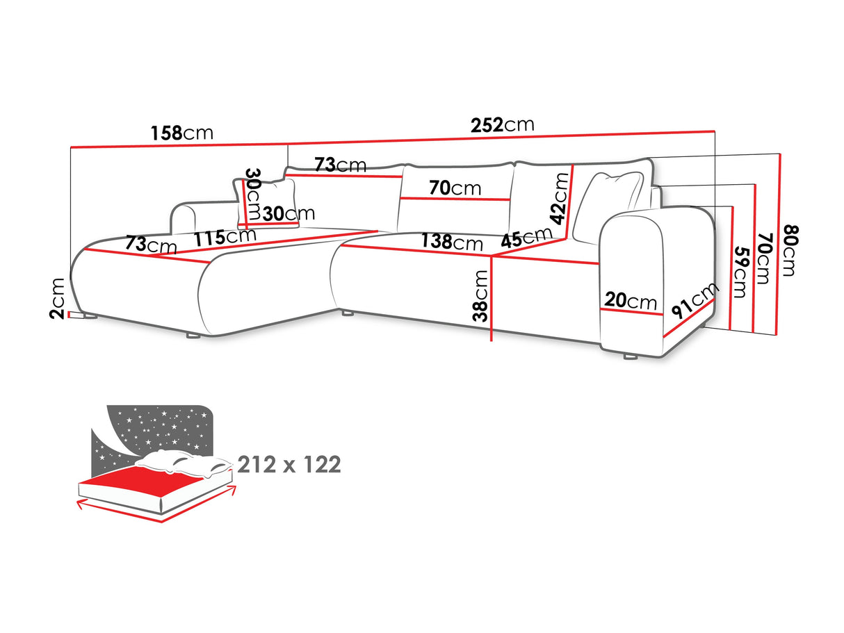 Sarokkanapé Narożnik ELIWO, Szín: Poso 110