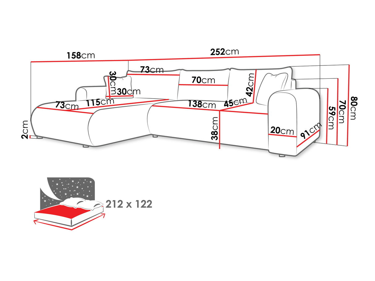 Sarokkanapé Narożnik ELIWO, Szín: Poso 14