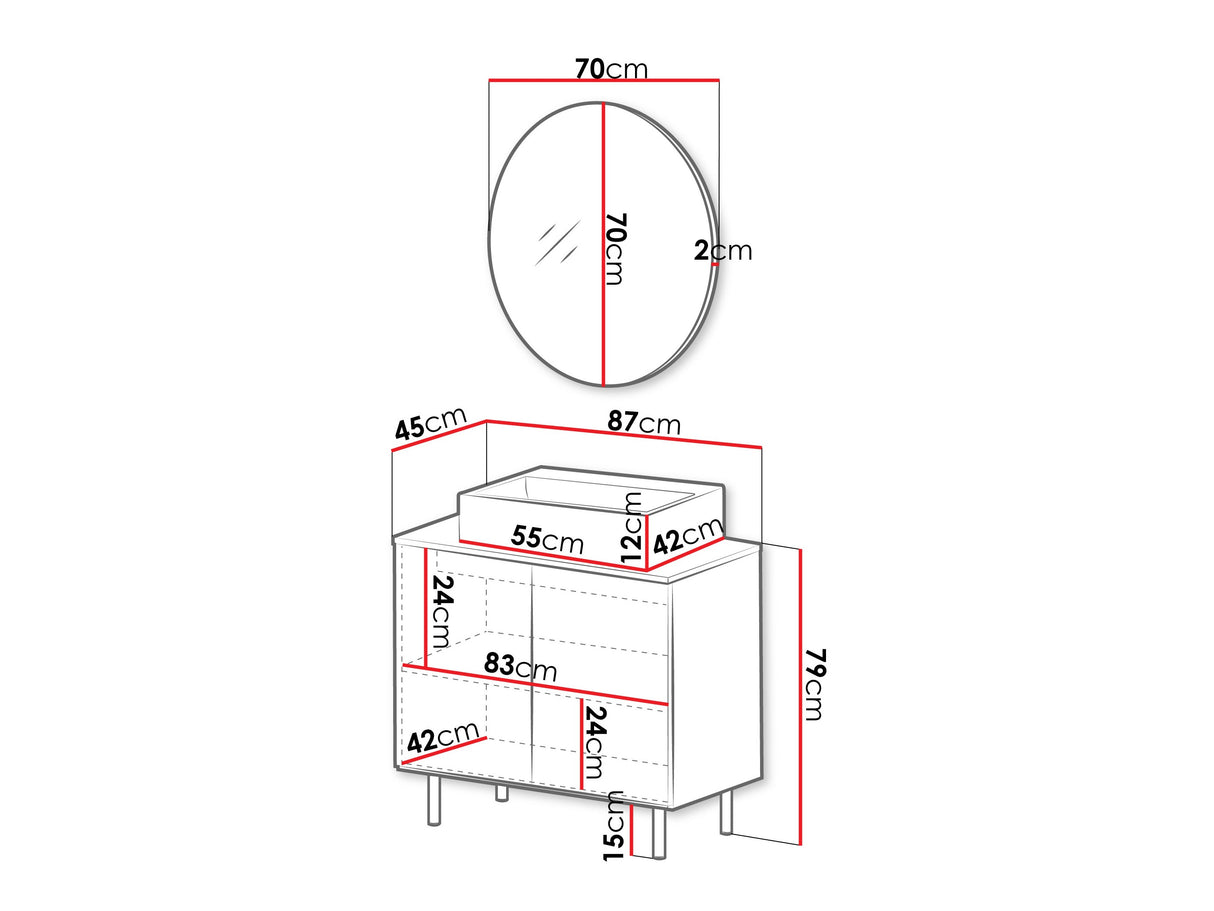 Fürdőszoba garnitúra NUBIA I, Szín: Fekete, Mosdókagyló: Igen