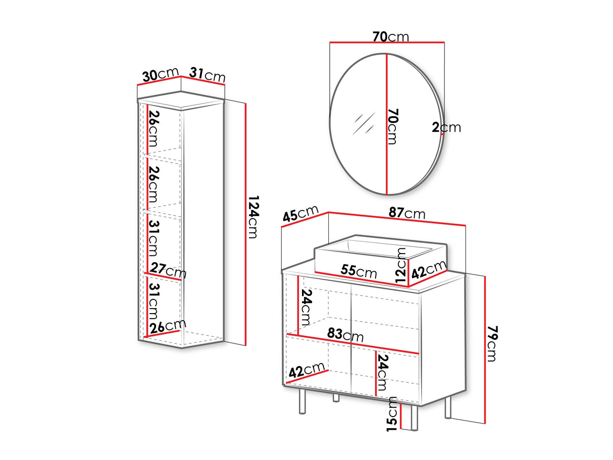 Fürdőszoba garnitúra NUBIA II, Szín: Fekete, Mosdókagyló: Igen