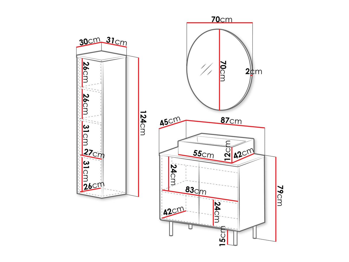 Fürdőszoba garnitúra NUBIA II, Szín: Kasmír, Mosdókagyló: Igen