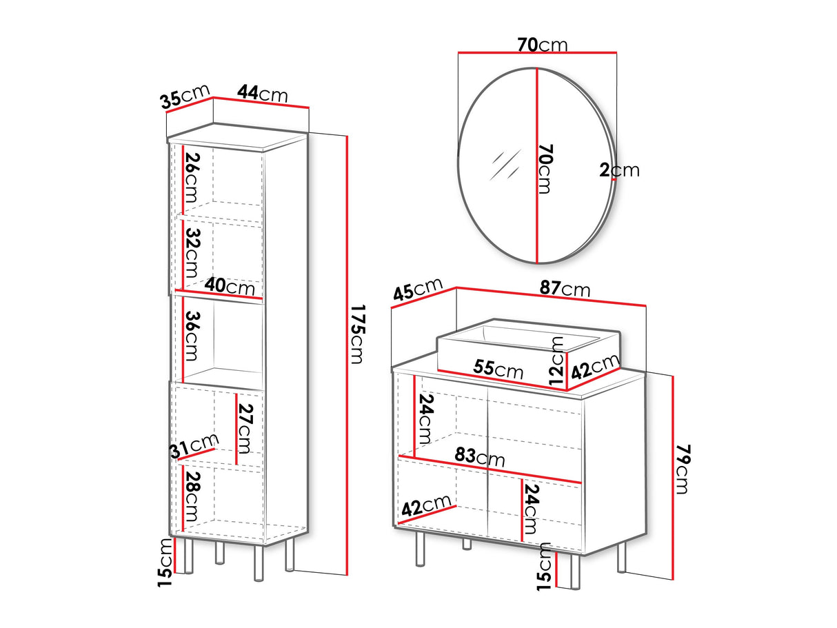 Fürdőszoba garnitúra NUBIA III, Szín: Fekete, Mosdókagyló: Igen