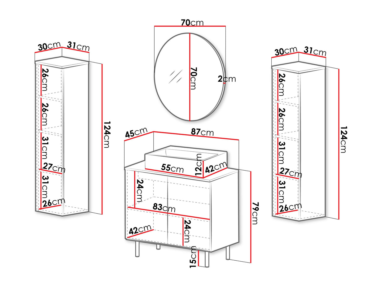 Fürdőszoba garnitúra NUBIA IV, Szín: Fekete, Mosdókagyló: Igen