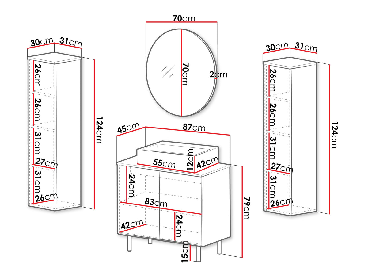 Fürdőszoba garnitúra NUBIA IV, Szín: Kasmír, Mosdókagyló: Igen