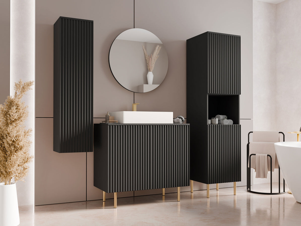 Fürdőszoba garnitúra NUBIA V, Szín: Fekete, Mosdókagyló: Igen