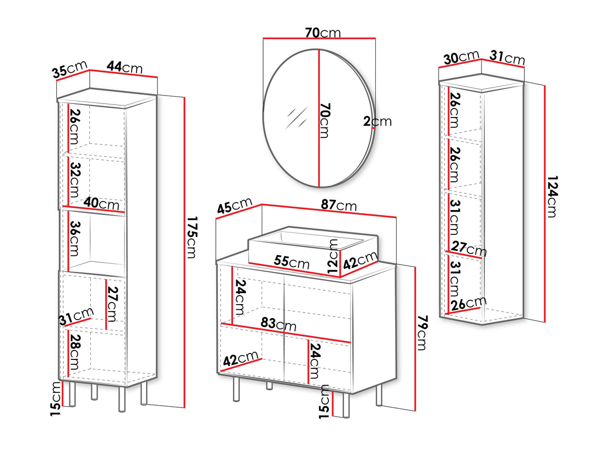 Fürdőszoba garnitúra NUBIA V, Szín: Fekete, Mosdókagyló: Igen
