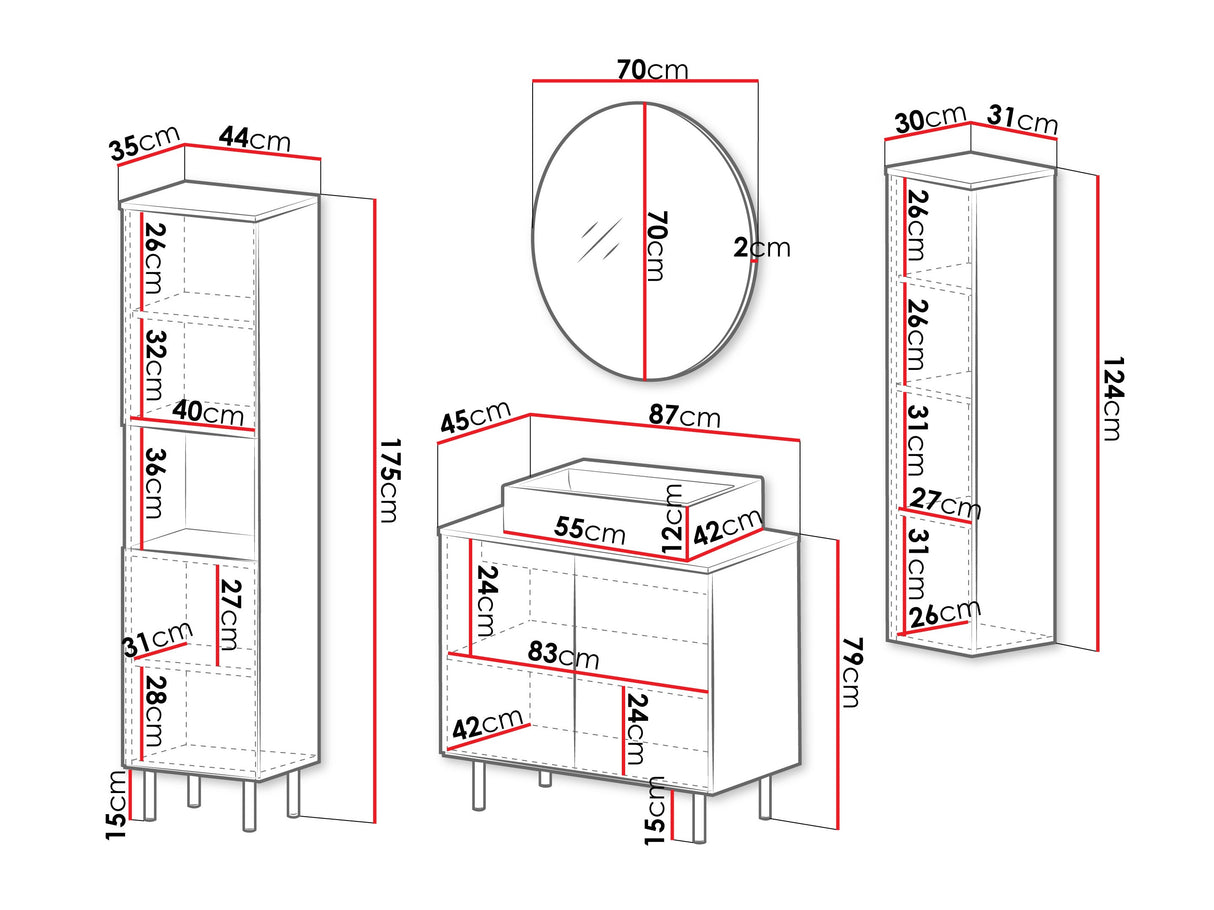 Fürdőszoba garnitúra NUBIA V, Szín: Kasmír, Mosdókagyló: Igen