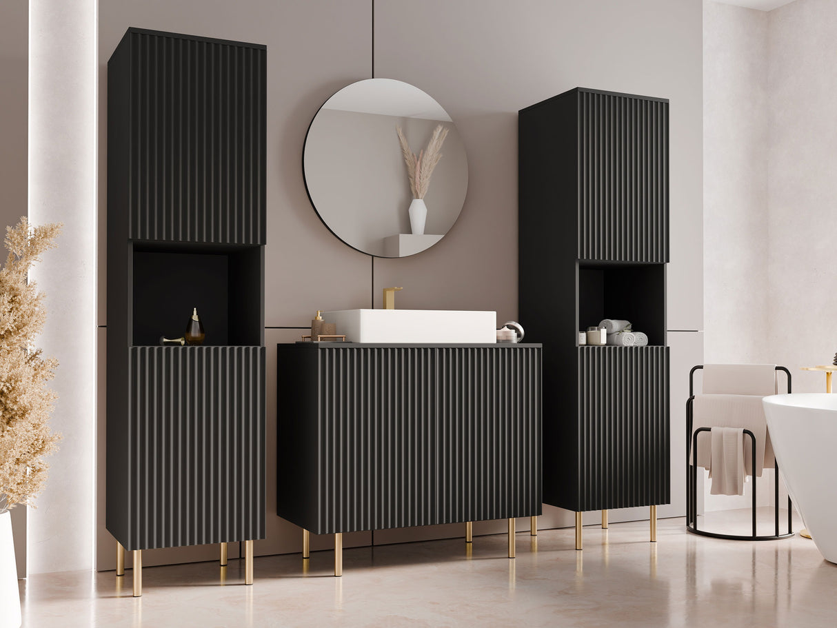 Fürdőszoba garnitúra NUBIA VI, Szín: Fekete, Mosdókagyló: Nem