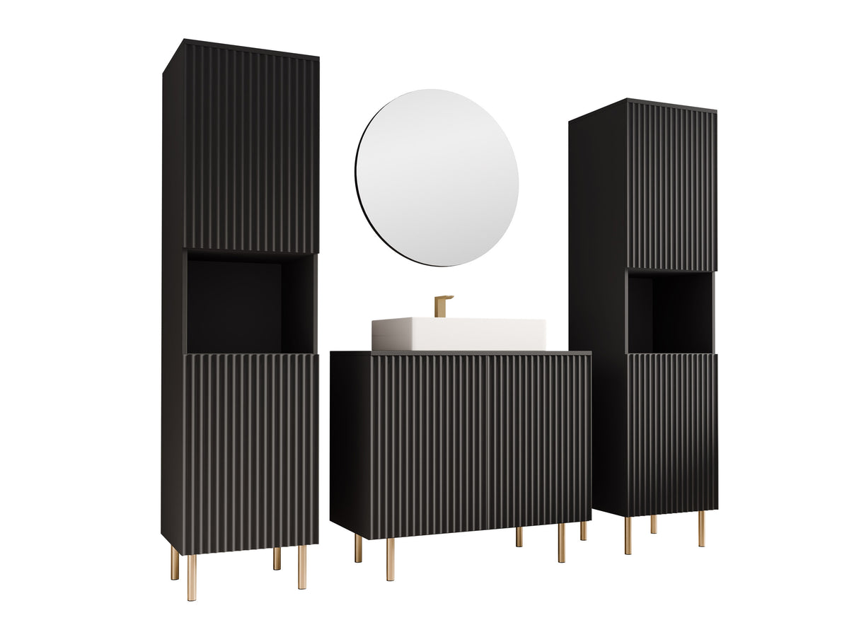 Fürdőszoba garnitúra NUBIA VI, Szín: Fekete, Mosdókagyló: Igen