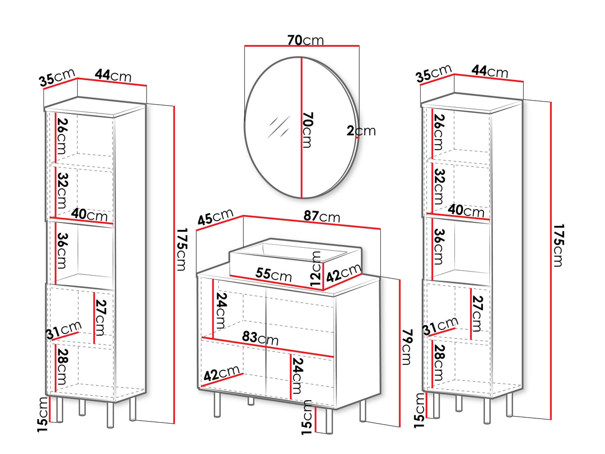 Fürdőszoba garnitúra NUBIA VI, Szín: Fekete, Mosdókagyló: Igen