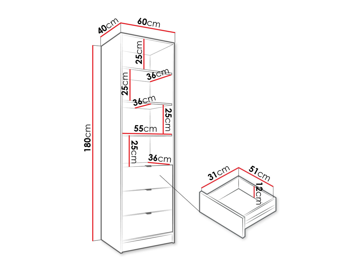 Könyvespolc 3SZ TIRENO, Szín: Beige
