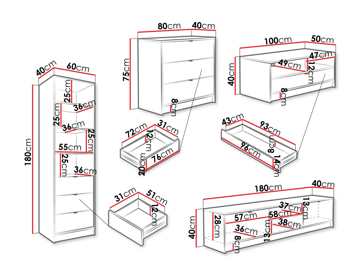 Nappali szett TIRENO VII, Szín: Fehér