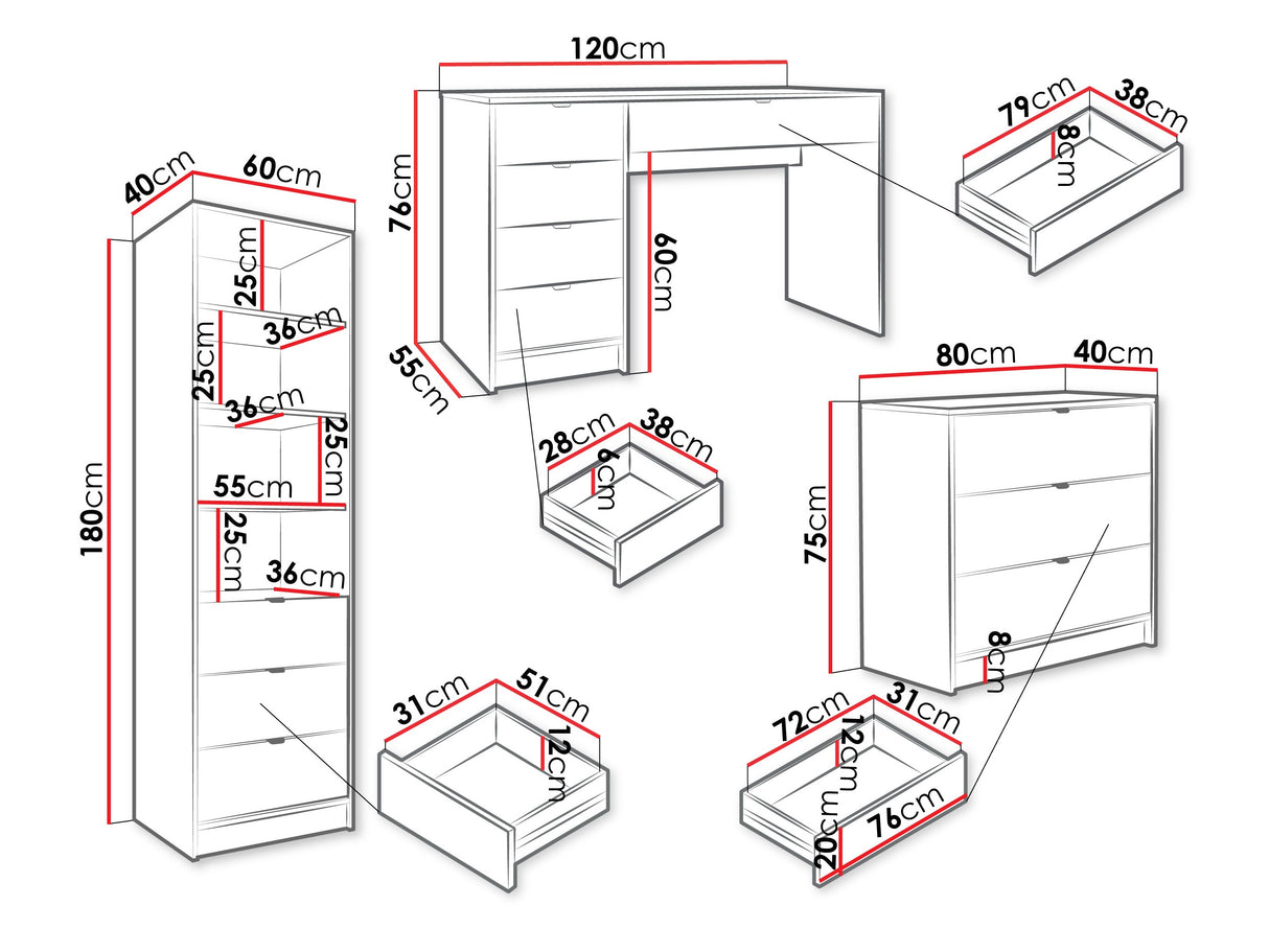 Irodai garnitúra TIRENO V, Szín: Fehér